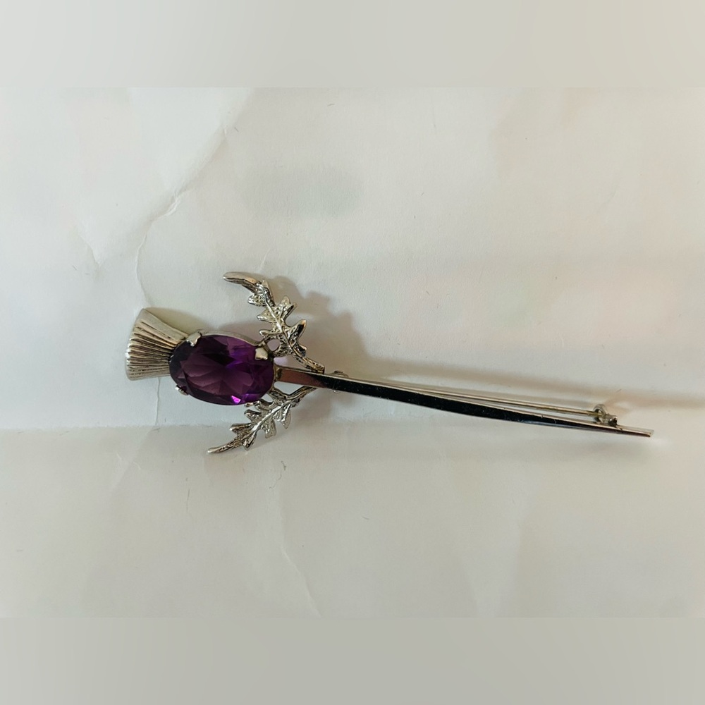Large W.B Sterling Scottish Thistle Kilt Brooch